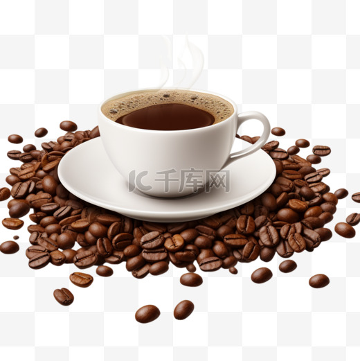 咖啡豆和咖啡杯背景图片
