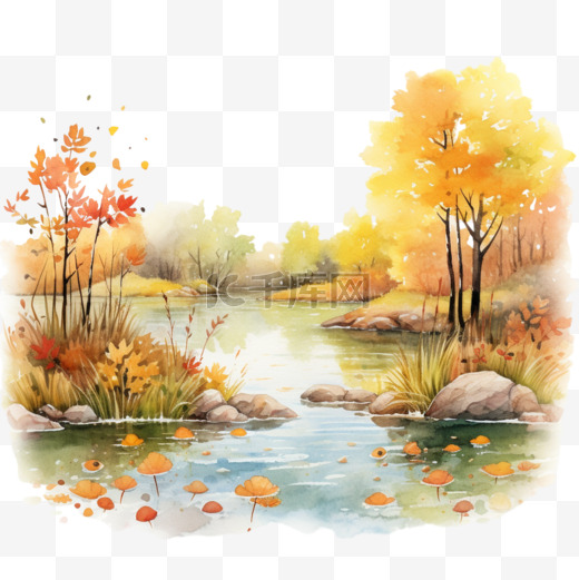 秋天季节手绘风景插画免扣元素装饰素材图片