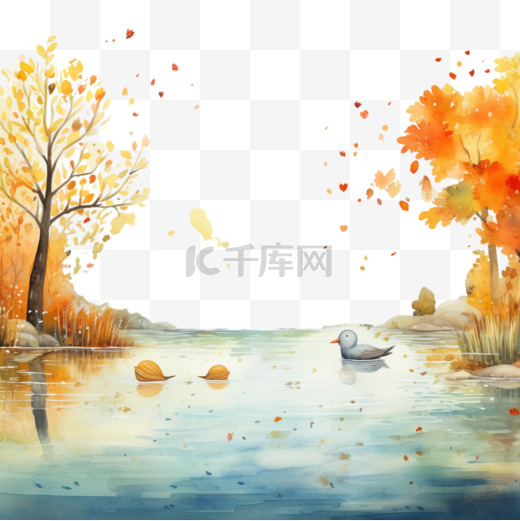 秋天季节树叶风景插画免扣元素装饰素材图片