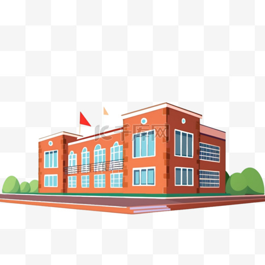 学校教学楼建筑手绘元素图片
