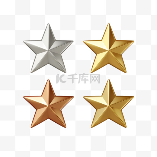 3种样式的青铜、银色和金色星星图片
