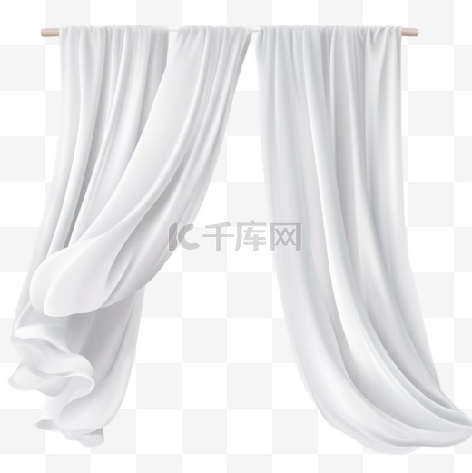 白色窗帘隔绝在透明上图片