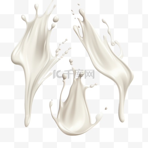 逼真的牛奶飞溅或波浪与水滴和飞溅液体漩涡和水滴的形状冠状液体流动溪流乳白色或乳制品新鲜产品逼真的3D元素隔离设置图片