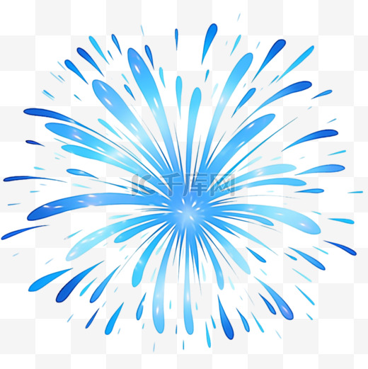 国庆节蓝色手绘烟花元素图片