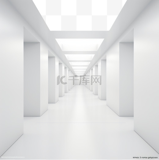 在矢量中3D渲染白色抽象房间走廊2图片