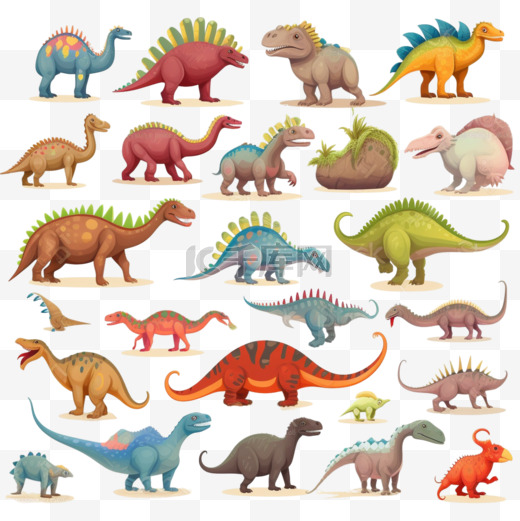 不同种类卡通恐龙贴纸装饰合集1图片