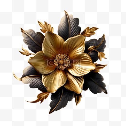黑金高级花朵免扣元素装饰素材图片