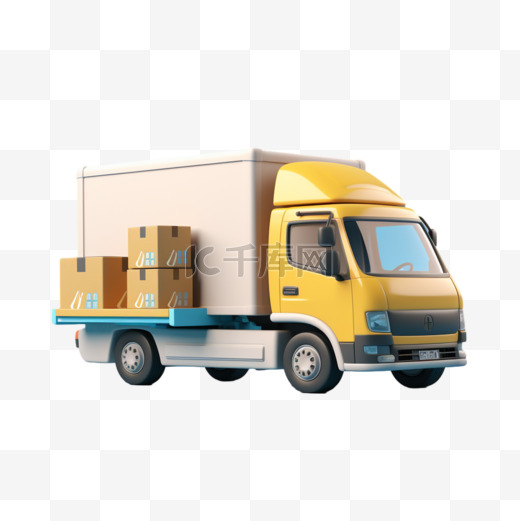 货物几何运输货车免扣元素装饰素材图片