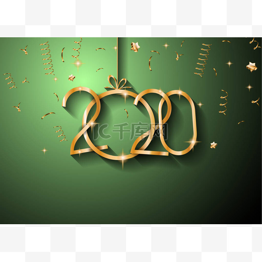 2020新年快乐背景为您的季节性传单和问候卡或圣诞主题邀请图片