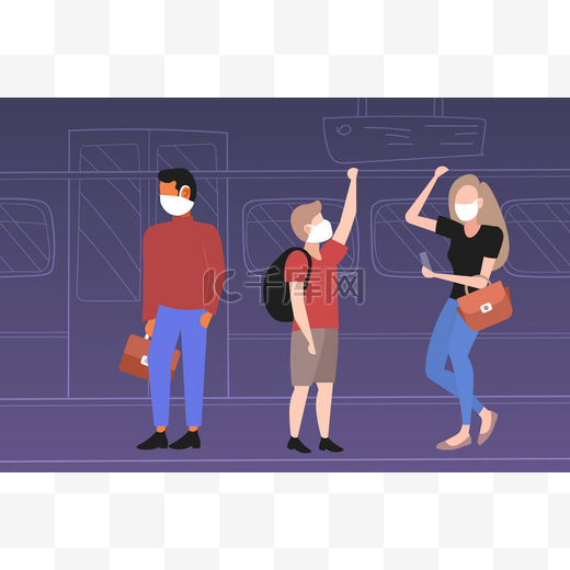 地铁乘客戴口罩防范流感大流行梅尔斯科沃汉2019-ncov大流行病健康风险公共交通全长水平图片