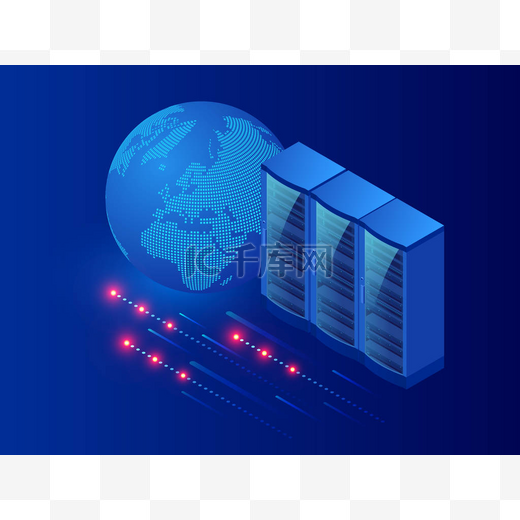 imaxict 现代服务器室、网络安全基础架构、大数据存储和云计算技术概念.图片