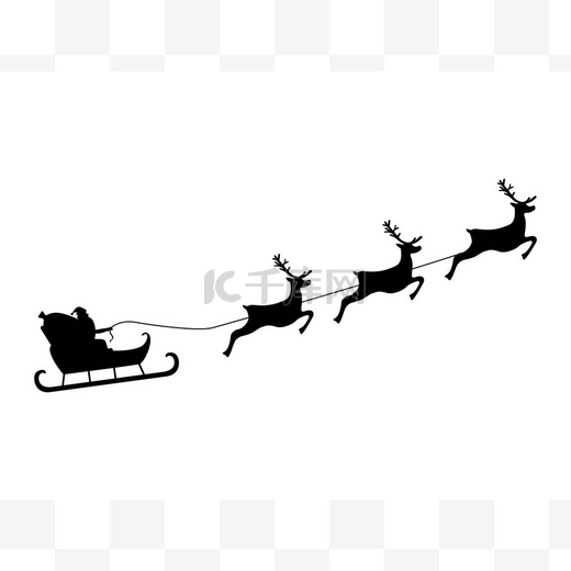 圣诞老人乘坐驯鹿雪橇线束中 图片