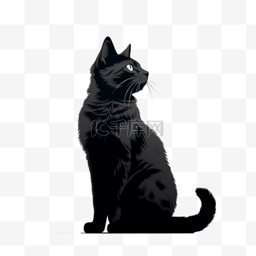 猫咪剪影黑猫免扣元素装饰素材图片