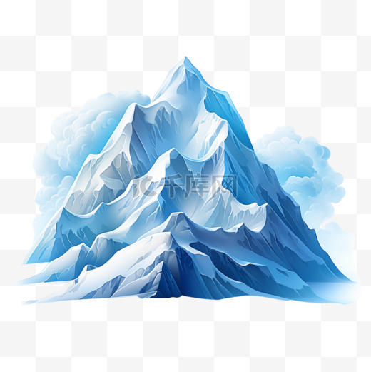 雪山风景冰山元素立体免扣图案图片