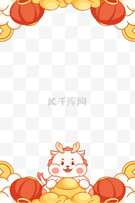 龙年中国红国潮春节灯笼边框图片