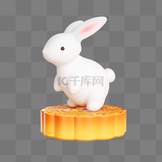 3d中秋节月饼上兔子玉兔图片
