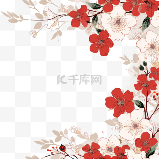 带花的日本婚礼请柬图片