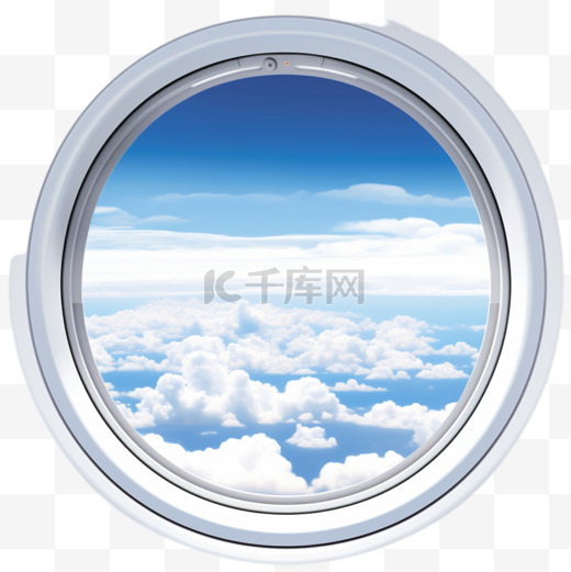 带天空和机翼景观的飞机舷窗图片