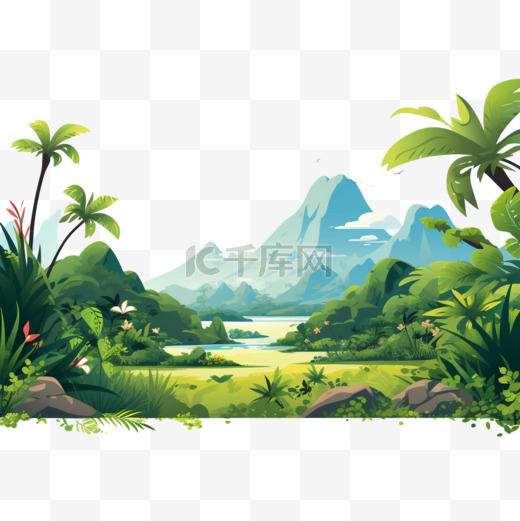 平面设计中的热带森林景观图片