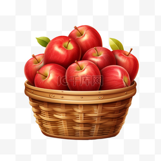 苹果果篮元素立体免扣图案图片