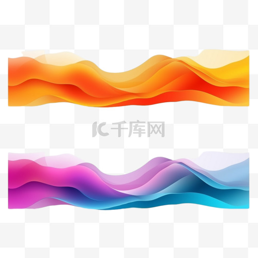 抽象的橙色、粉色、绿色、蓝色和紫色波浪横幅背景图片