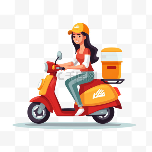 戴头盔和骑摩托车的女人在 mac auto 售货亭买快餐图片