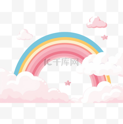 可爱的彩虹和云彩粉色的背景图片