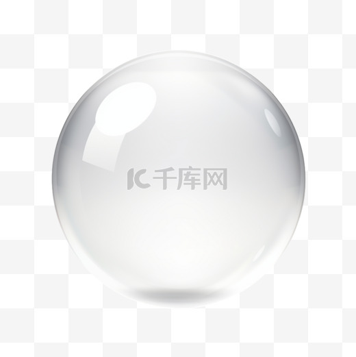 白色透明玻璃球体玻璃或球体，气泡光泽闪亮图片