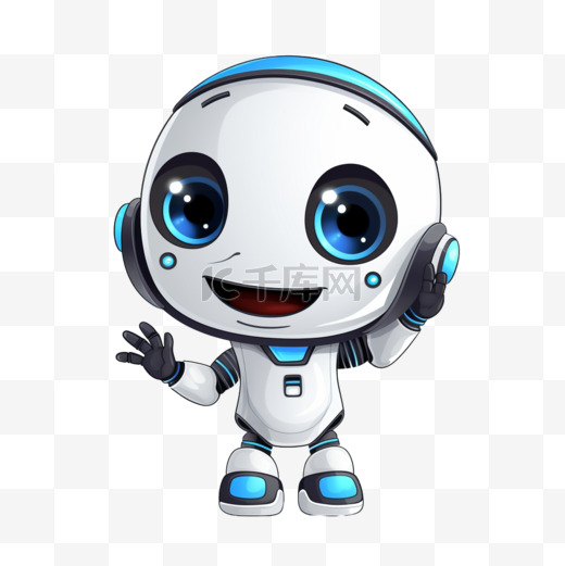 可爱的机器人向用户问好。聊天机器人打招呼。网上咨询。图片