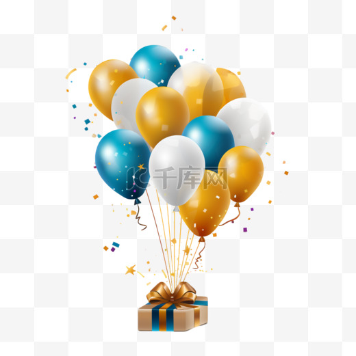 奢华的气球和五彩纸屑祝你生日快乐图片