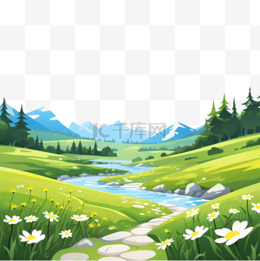 平坦可爱的春天风景壁纸图片
