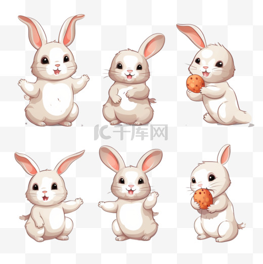 手绘复活节兔子系列图片