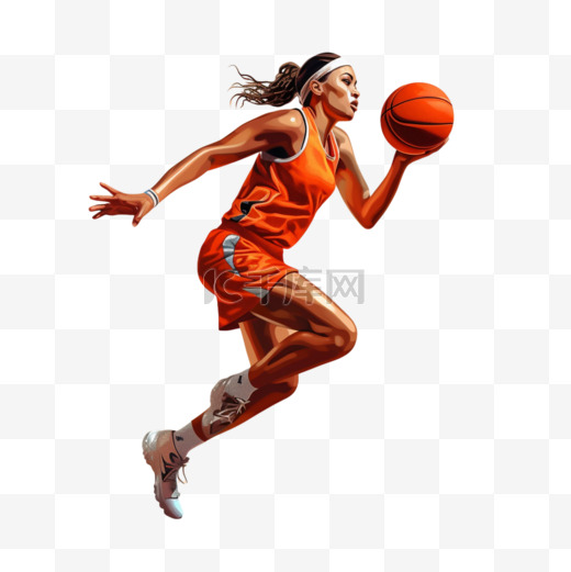 投球女篮女孩子女篮扁平风篮球女孩图片