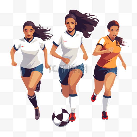 球门足球女孩女足卡通运动足球图片