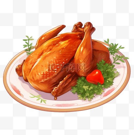 感恩节火鸡美食卡通元素手绘图片