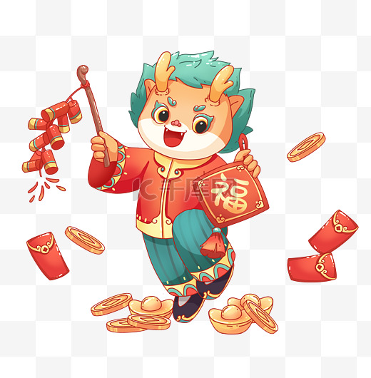 龙年新年春节玩鞭炮爆竹图片