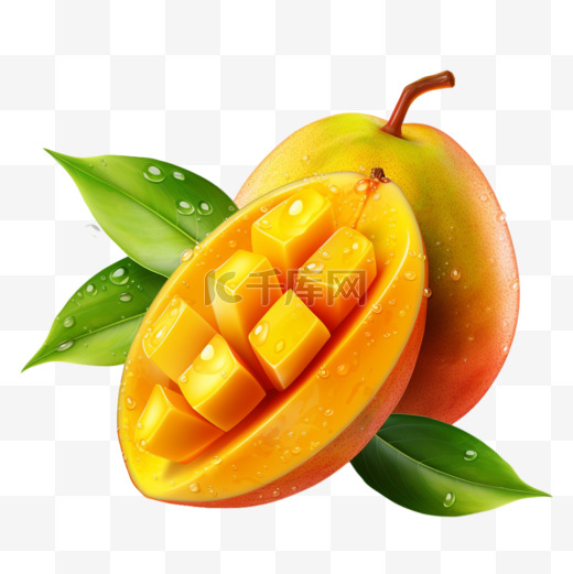 芒果新鲜水果元素立体免扣图案图片