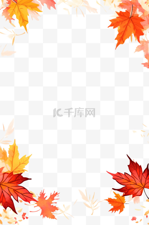 感恩节枫叶手绘边框卡通元素图片