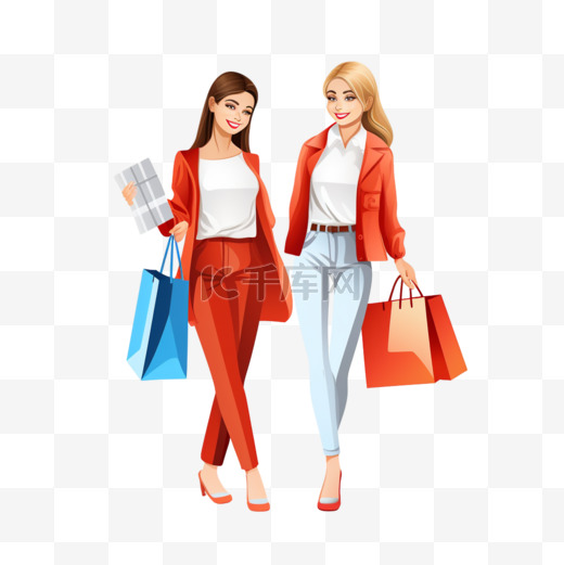 两个女人在圣诞特卖会上购物图片