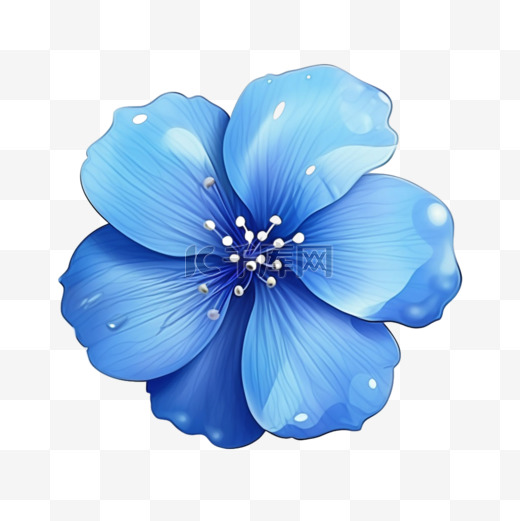 蓝色真实花朵元素立体免扣图案图片