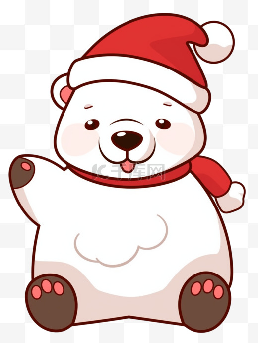 冬天卡通圣诞节北极熊手绘元素图片
