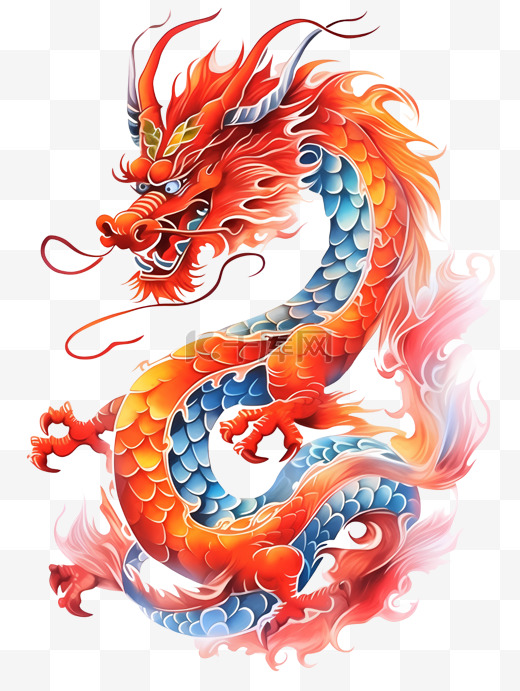 中国风传统龙形象红龙龙年中国龙图片
