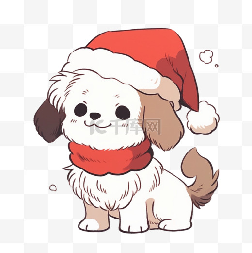 冬天宠物狗圣诞节卡通手绘元素图片
