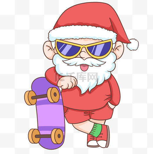 圣诞节潮流圣诞滑滑板圣诞老人图片
