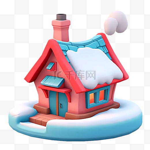 冬天房子免抠3d立体元素图片