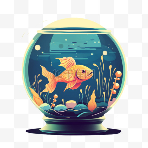 纹理漂亮鱼缸元素立体免扣图案图片