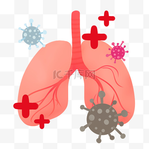卡通呼吸道肺疾病免抠元素图片