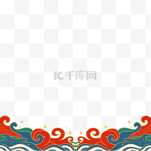 新年新春春节水波纹浪花边框图片图片