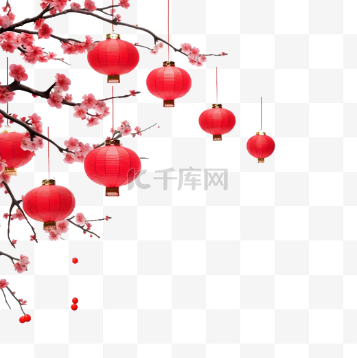 春节灯笼梅花卡通边框图片