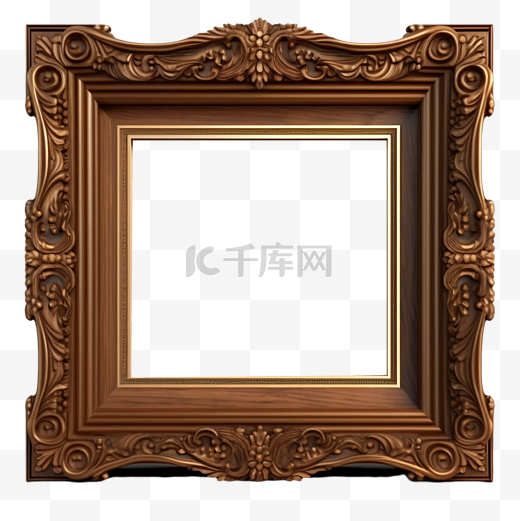 方相框木纹简单透明图片